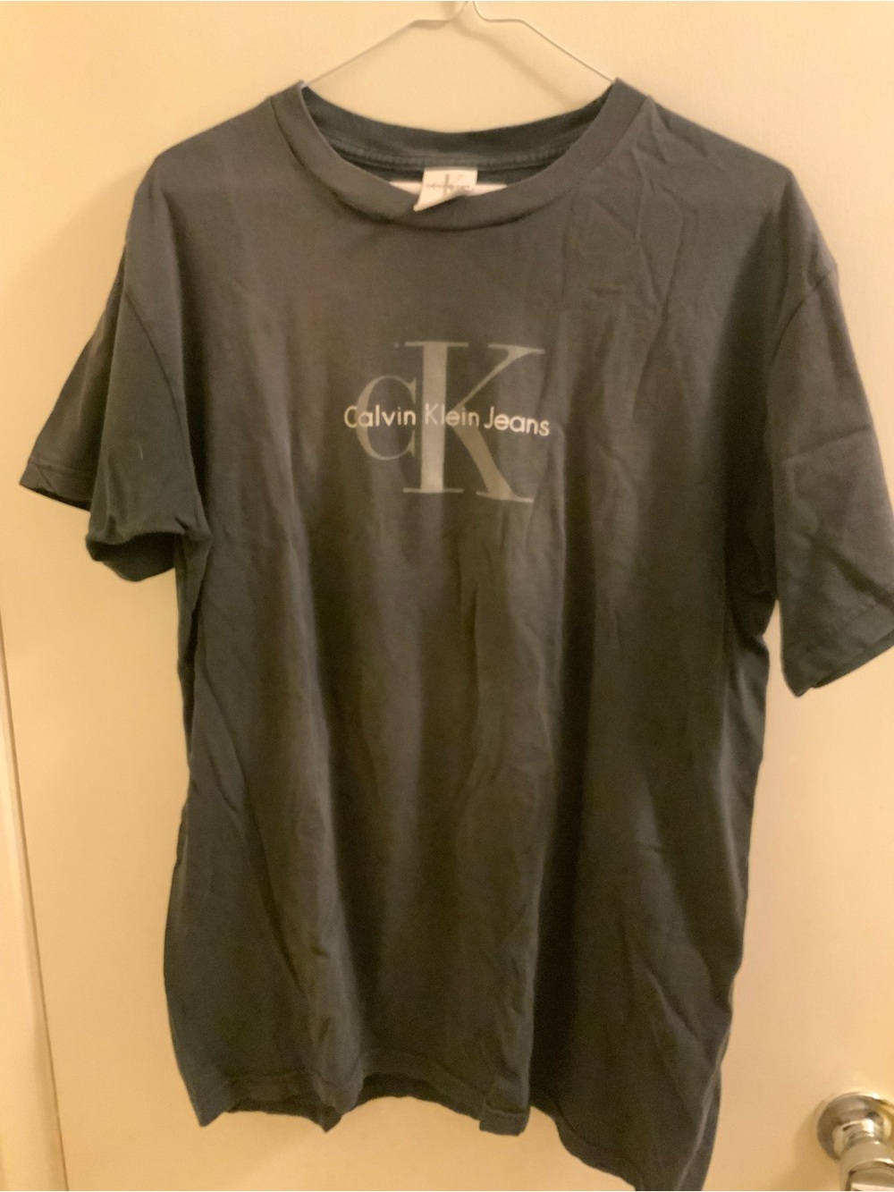 Vintage 90s Calvin Klein Jeans Charcoal Gray Logo Tee